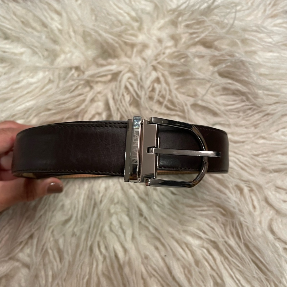 Lanvin Men Chocolate-Tone Vinchette Leather Belt Large